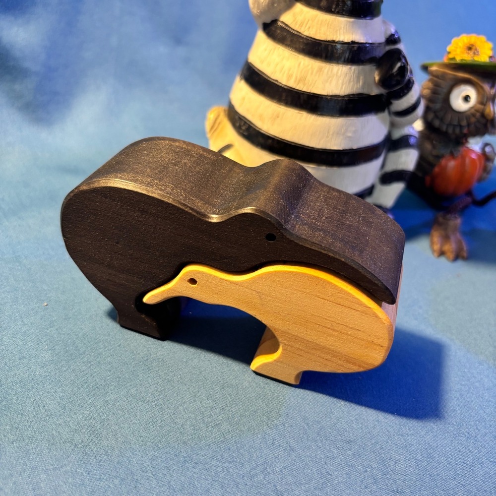 Animal Figurine Set Zebra Owl & Interlocking Wooden Kiwi Puzzles 4pc Decor - Picture 2 of 6